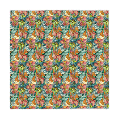 Square Tablecloth - Tropical Iris Flowers With Animal Print Abstract