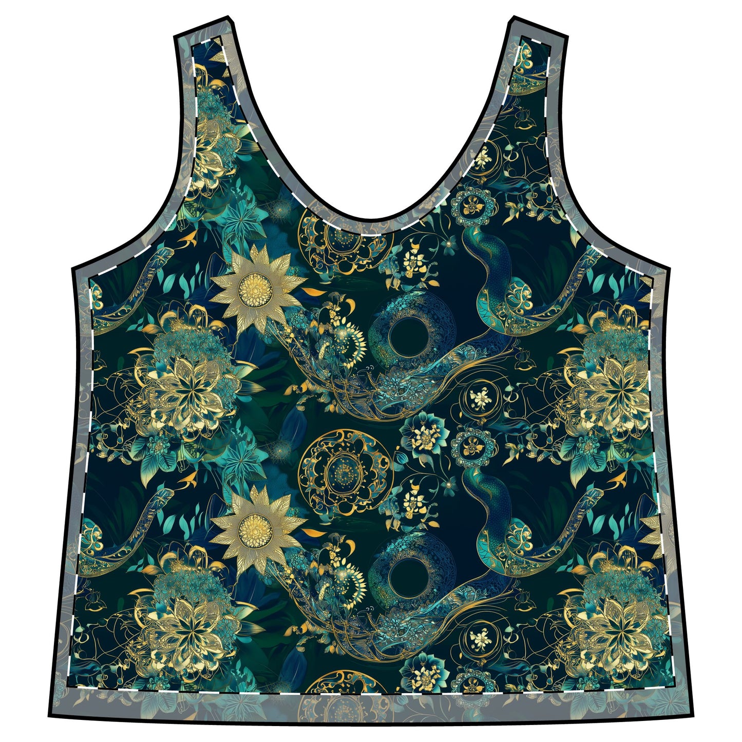 Sporty Racerback Tank - Mandalas Year Of The Snake Athleisure Wear