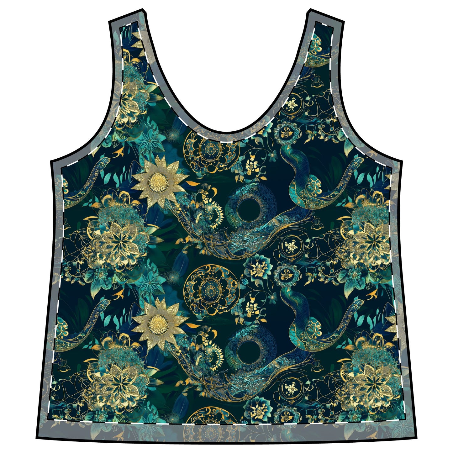 Sporty Racerback Tank - Mandalas Year Of The Snake Athleisure Wear