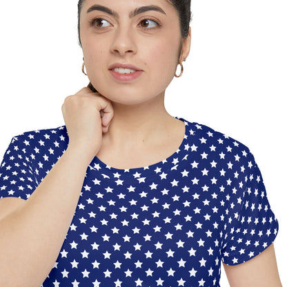 Women's Tee - Navy Blue White Stars Print