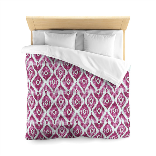 Duvet Cover -  Maroon and White Microfiber Indonesian Ikat