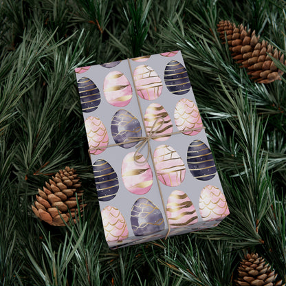 Wrapping Paper - Elegant Sophisticated Easter Eggs in Charcoal, Pink and Black for Spring Celebrations