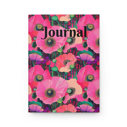Hardcover Journal - Vibrant Fuchsia Pink Poppy Design for Personal Reflection and Creativity