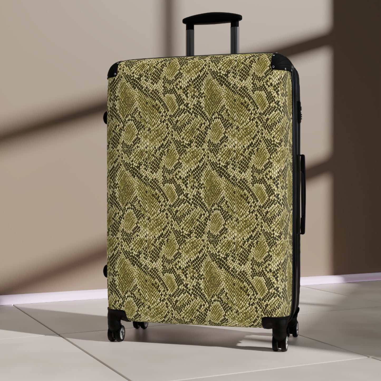 Suitcase - Faux Snakeskin Green Hues Traveler Adventure Luggage