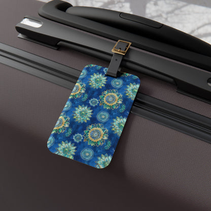 Luggage Tag - Boho Mandalas In Blue And Gold for Wanderlust Seekers
