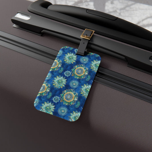 Luggage Tag - Boho Mandalas In Blue And Gold for Wanderlust Seekers