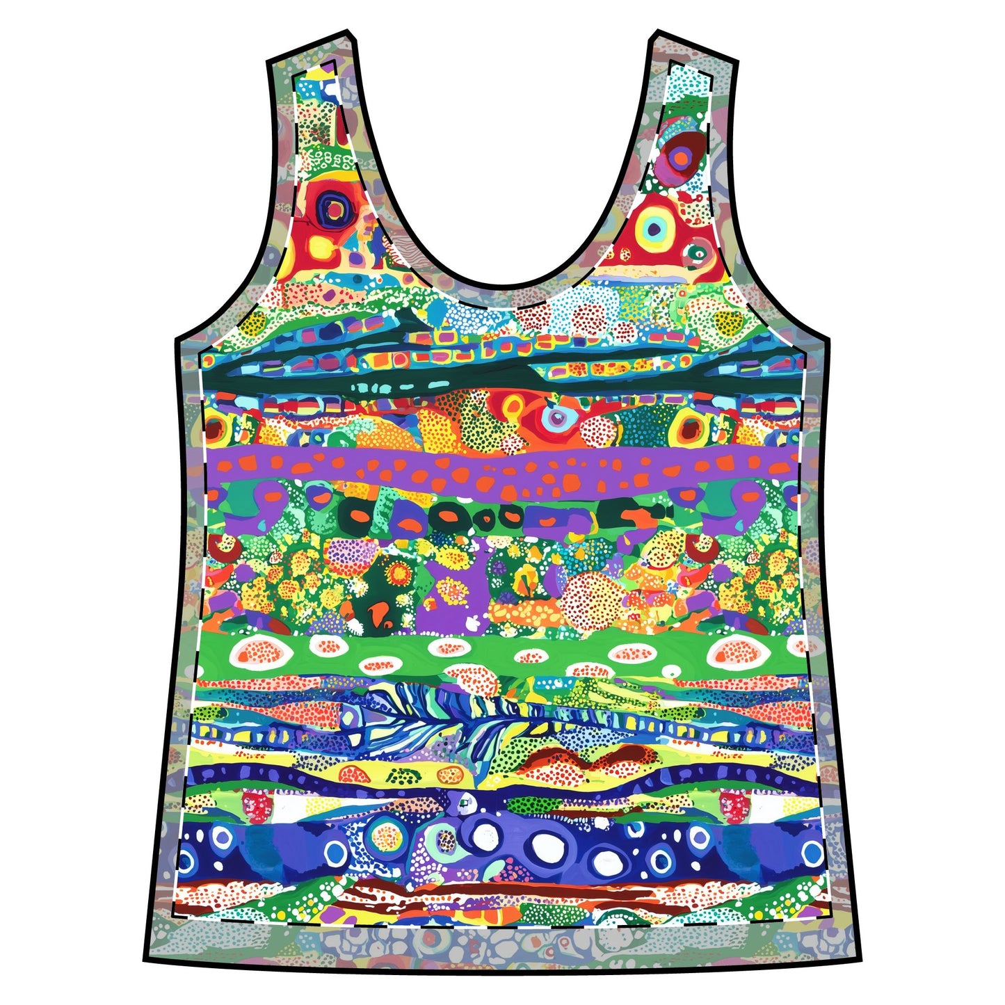 Sporty Racerback Tank - Mardi Gras Carnaval Colorful Stripes for Active Lifestyles