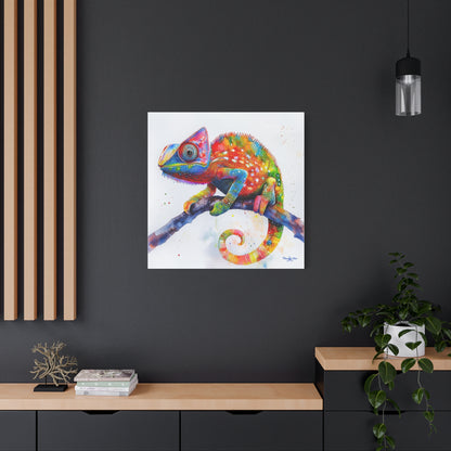 Canvas Art - Colorful Chameleon Watercolor for Nature Lovers