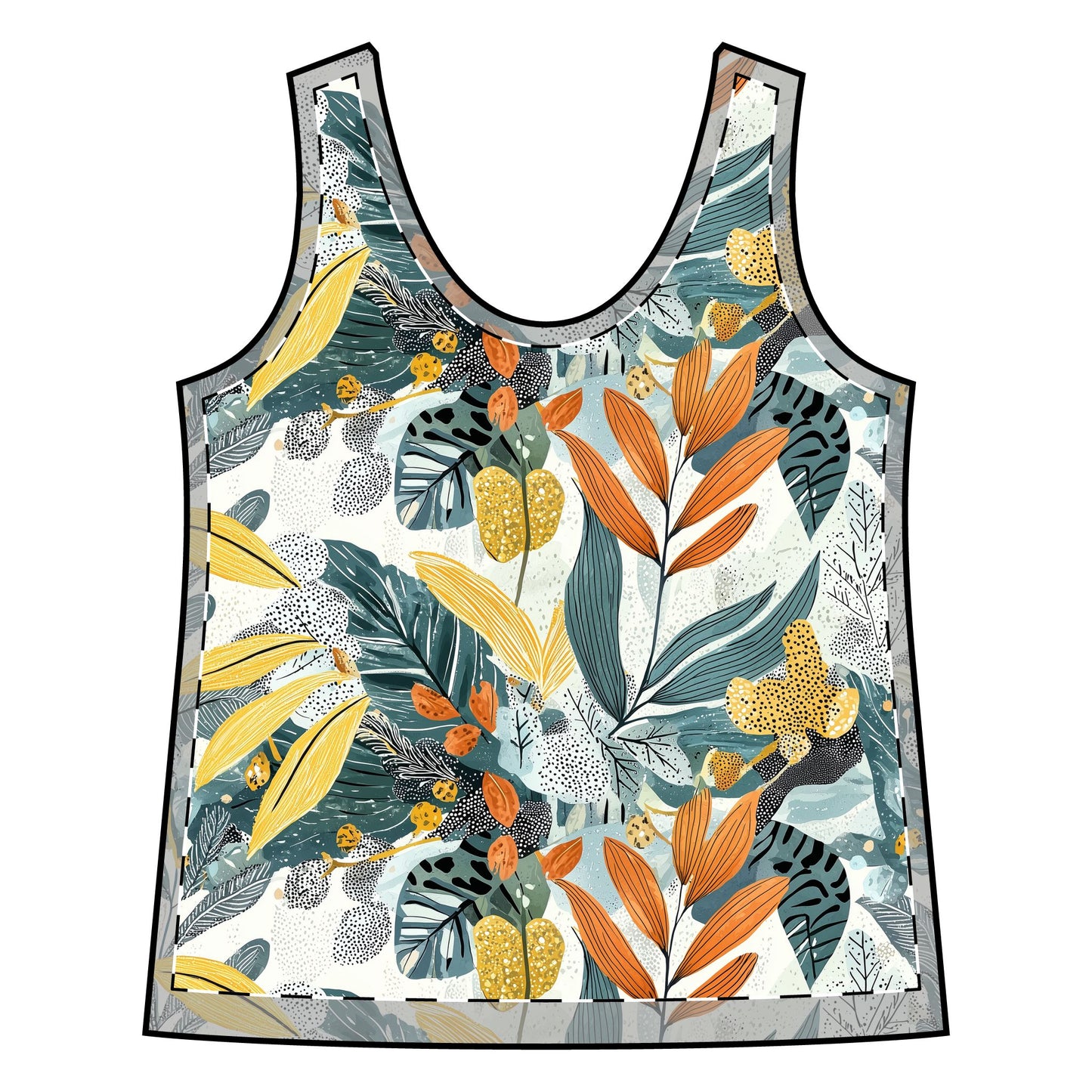 Sporty Racerback Tank - Vibrant Tropical Floral Print for Active Lifestyle