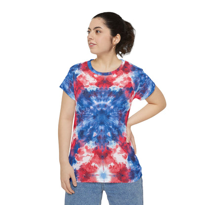 Women's Tee - Tie Dye Shirt In Red White And Blue