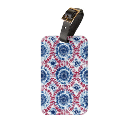 Luggage Tag - Patriotic Red, White & Blue Boho Tie Dye