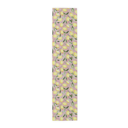 Table Runner - Ripe Lemons On Pink Watercolor