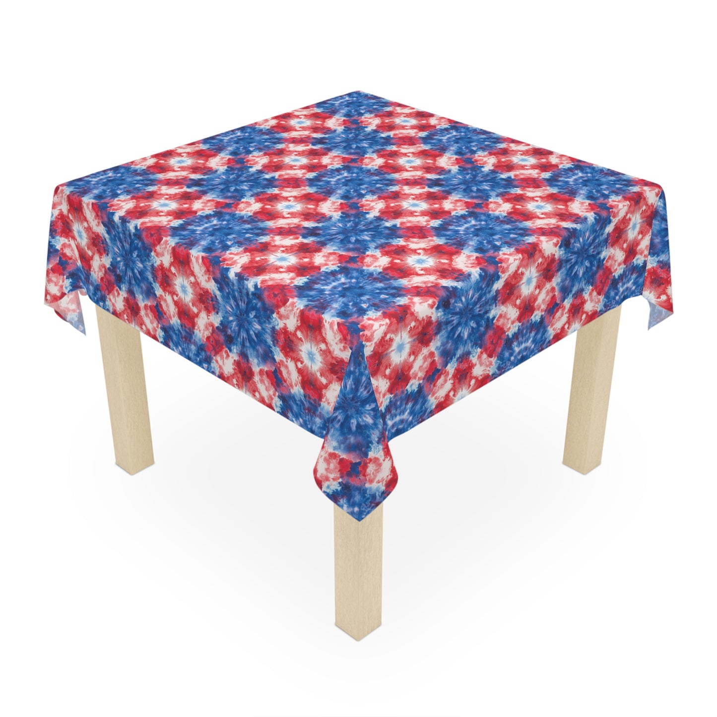 Square Tablecloth - Patriotic Tie-Dye Festive Decor for Holidays