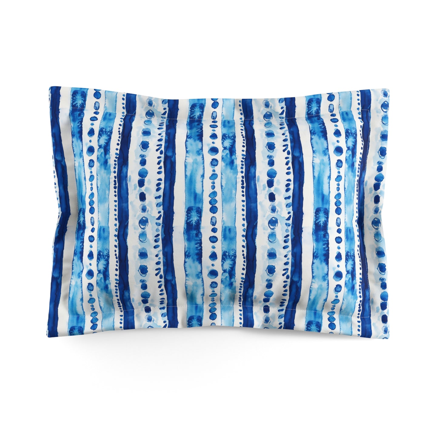 Pillow Sham - Coastal Blue Shibori Batik Striped Sham