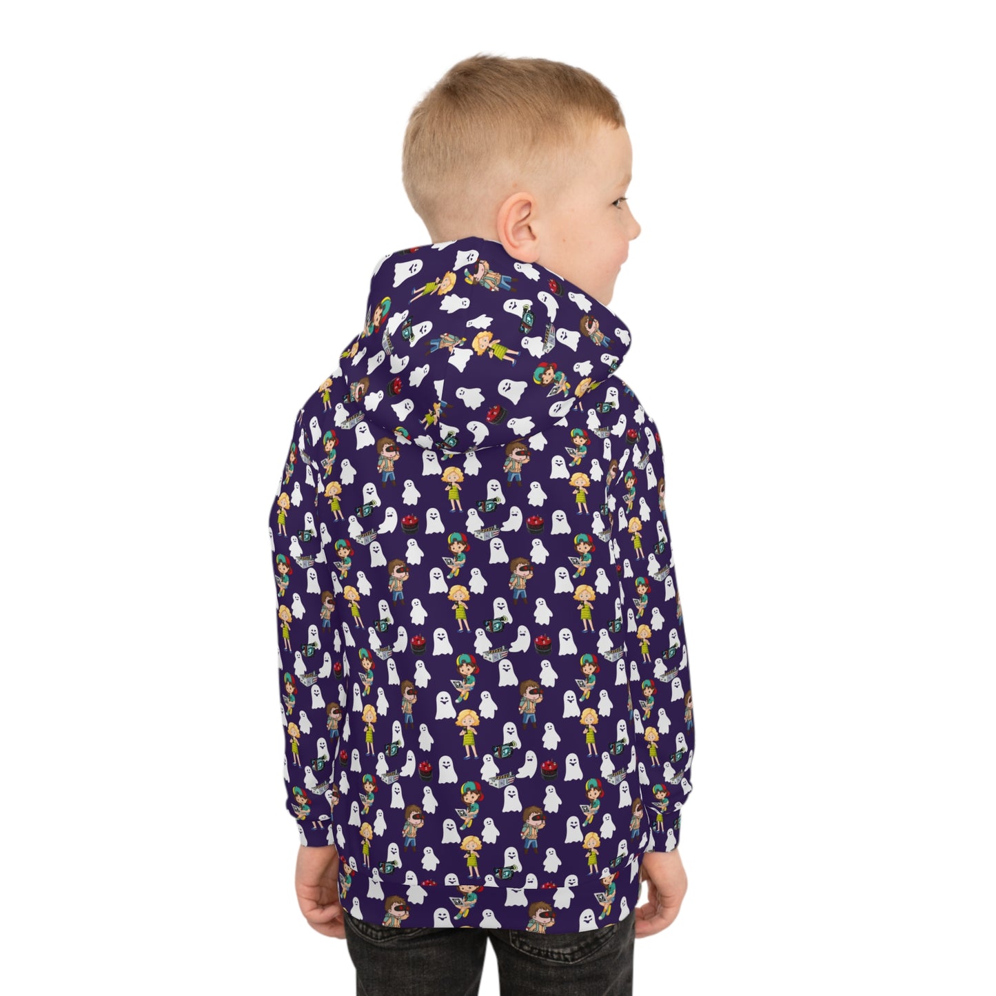 Children's Hoodie - Ghost Hunting Kids With High Tech Equipment And Smiling Ghosts