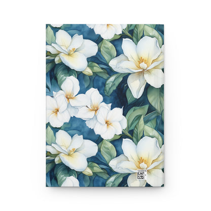 Hardcover Journal - White Gardenias Garden With Hummingbird