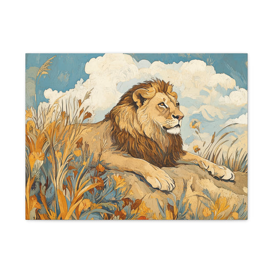 Canvas Art - Majestic Lion In The Suvanna Wall Decor