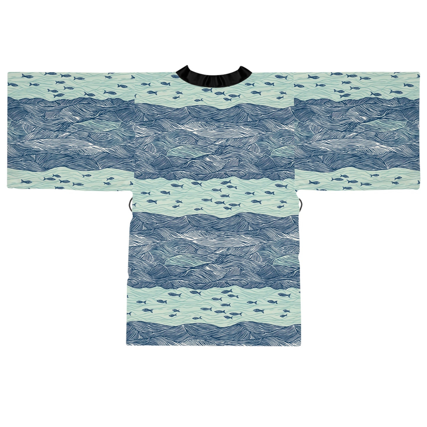 Kimono Robe - Ocean Waves With Small Fish Beach Vibe