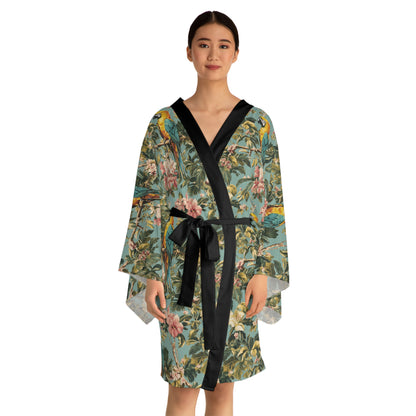 Kimono Robe - Tropical Parrot Long Sleeve Print