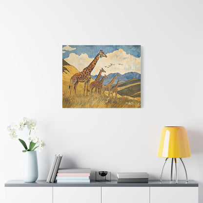 Canvas Art - A Tower of Giraffes In The African Suvanna