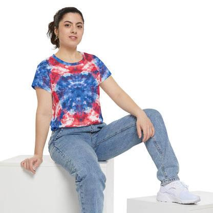 Women's Tee - Tie Dye Shirt In Red White And Blue