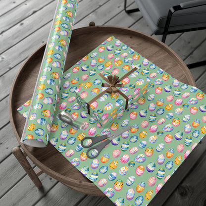 Wrapping Paper - Painted Designs on Colored Eggs for Spring & Easter