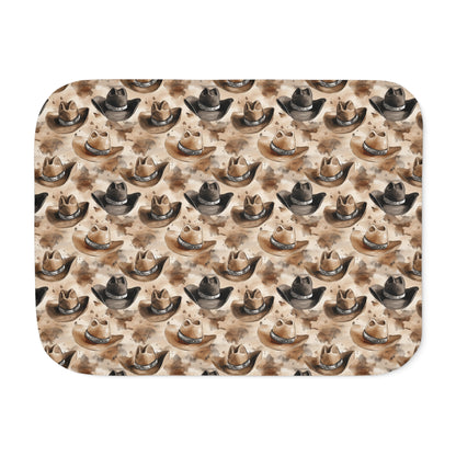 Sherpa Fleece Blanket - Country Western Rodeo Riders Cowboy Hat Design