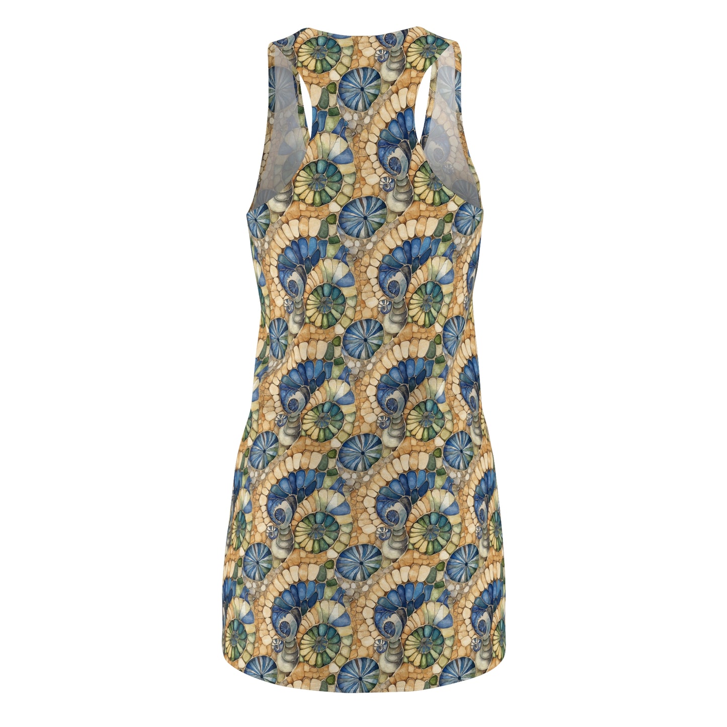 Women's Racerback Dress - With Seashell, Sea Glass and Beach Stones Mosaic