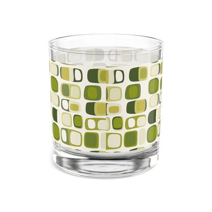 Glassware - On The Rocks 10oz Mid Century Modern Green Geometric