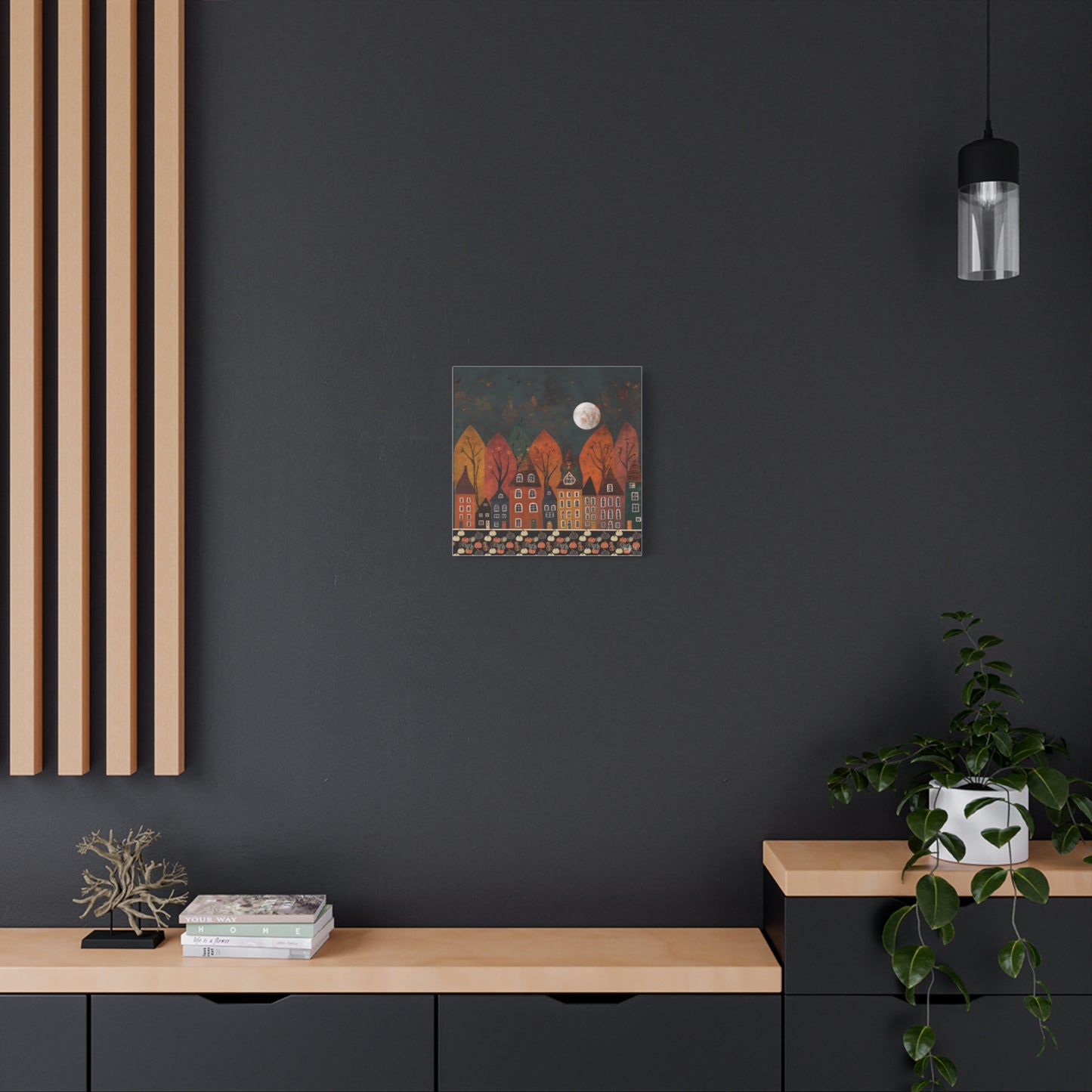 Canvas Art - Autumn Village Pumpkin Patch