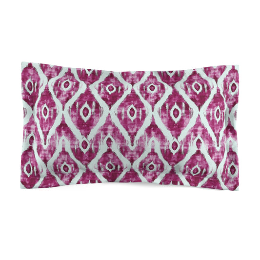 Pillow Sham - Maroon and White Microfiber Indonesian Ikat