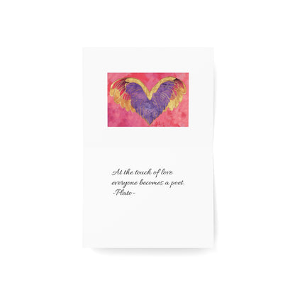 Greeting Card - Victorian Golden Wings Heart Valentine's Day