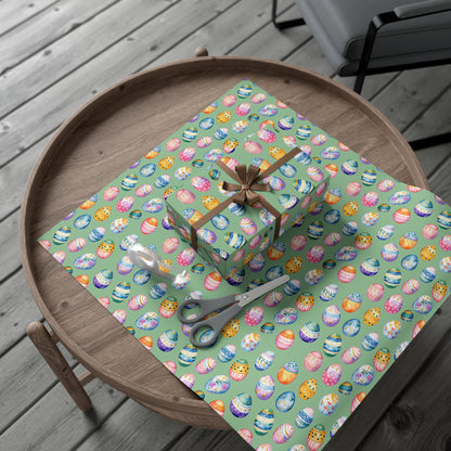 Wrapping Paper - Painted Designs on Colored Eggs for Spring & Easter