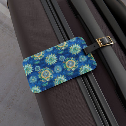 Luggage Tag - Boho Mandalas In Blue And Gold for Wanderlust Seekers