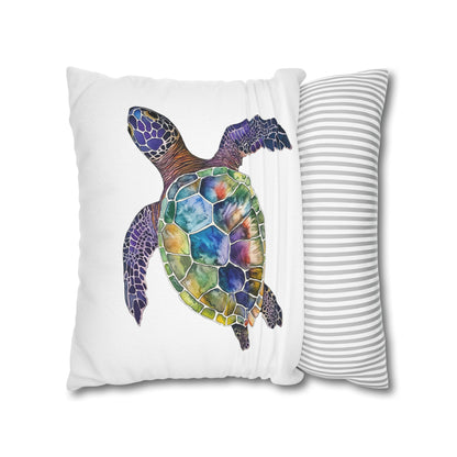 Square Pillow Cover - Ocean-Inspired Sea Turtle for Beach Lovers