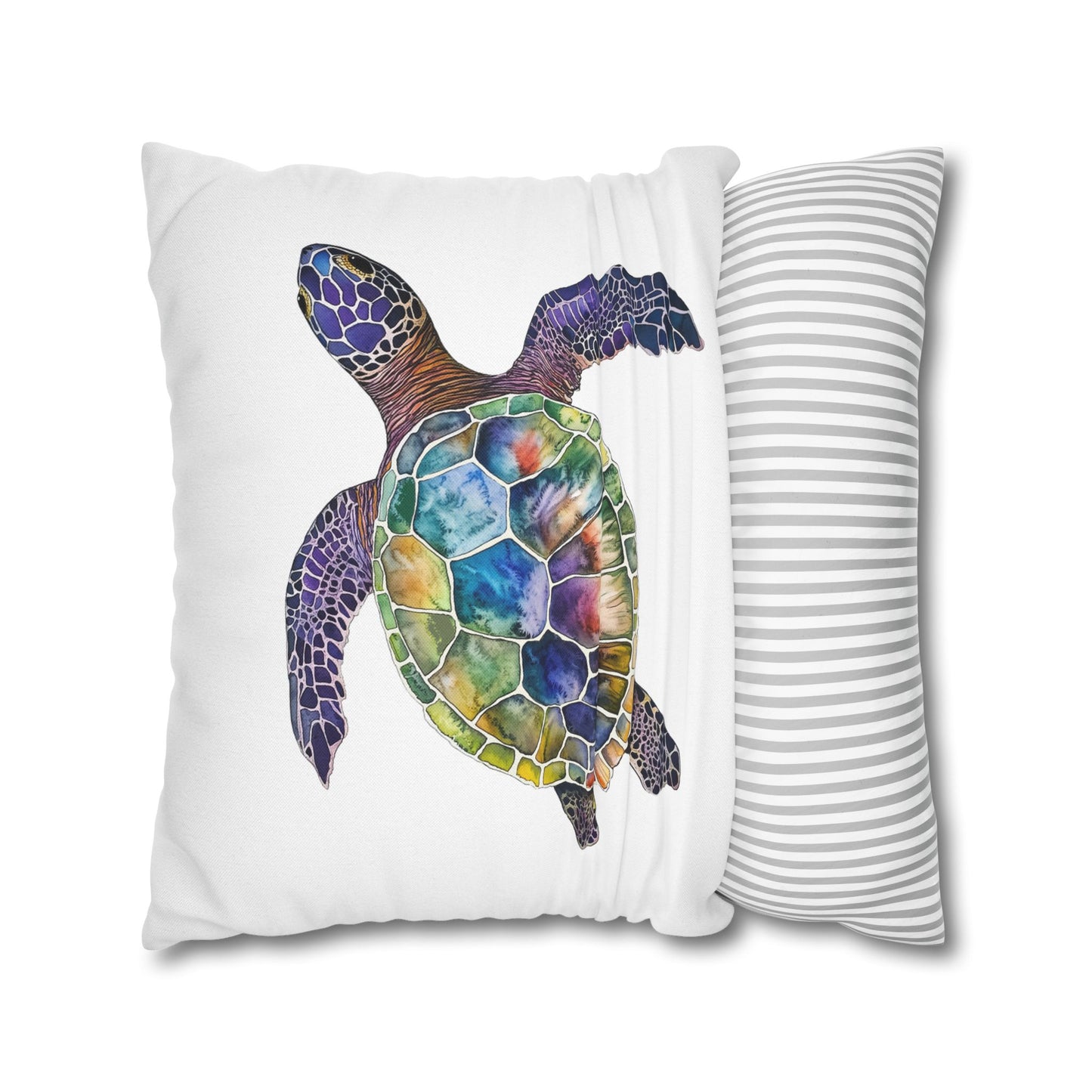 Square Pillow Cover - Ocean-Inspired Sea Turtle for Beach Lovers