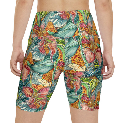 Athletic Shorts - Tropical Irises and Animal Print