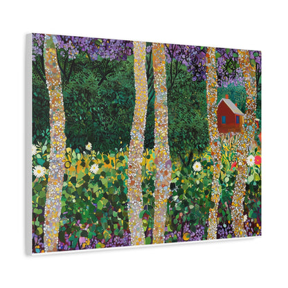 Canvas Art - Colorful Forest Cabin In The Woods Wall Art