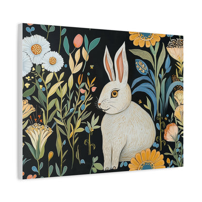 Canvas Art - Whimsical Floral Rabbit Decor for Home & Nursery