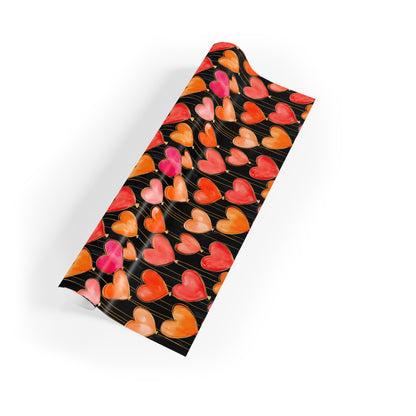 Seasonal Gift Paper - Valentine Hearts And Balloons Wrapping Paper Roll