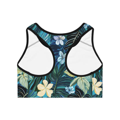 Sports Bra - Blue Hawaii Island Floral