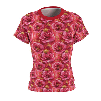 Women's Tee - Watercolor Pink and Red Roses Diva Design