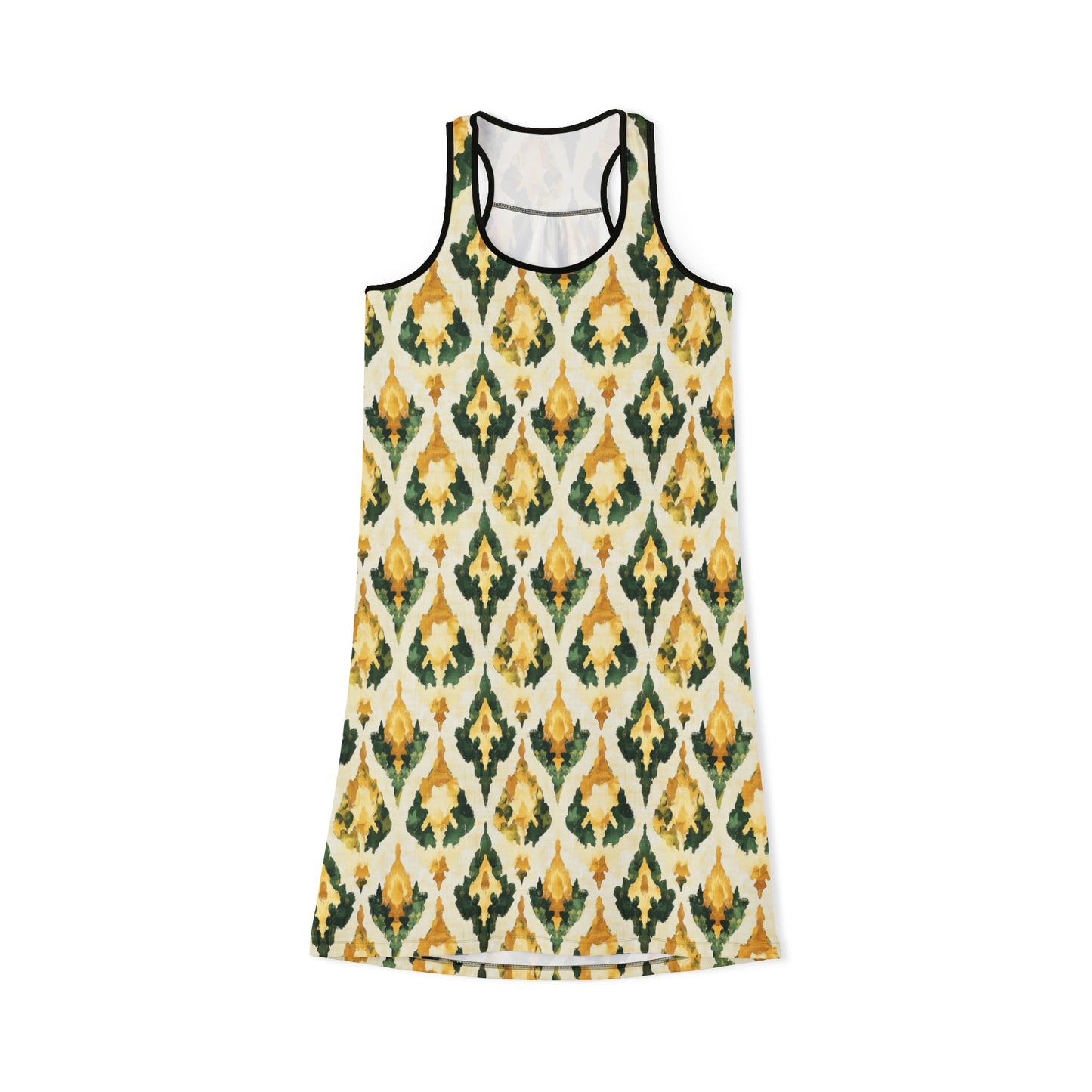 Women's Racerback Dress - Ikat in Gold, Green and Ivory Beach Coverup or Summer Dress