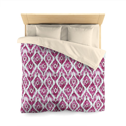 Duvet Cover -  Maroon and White Microfiber Indonesian Ikat