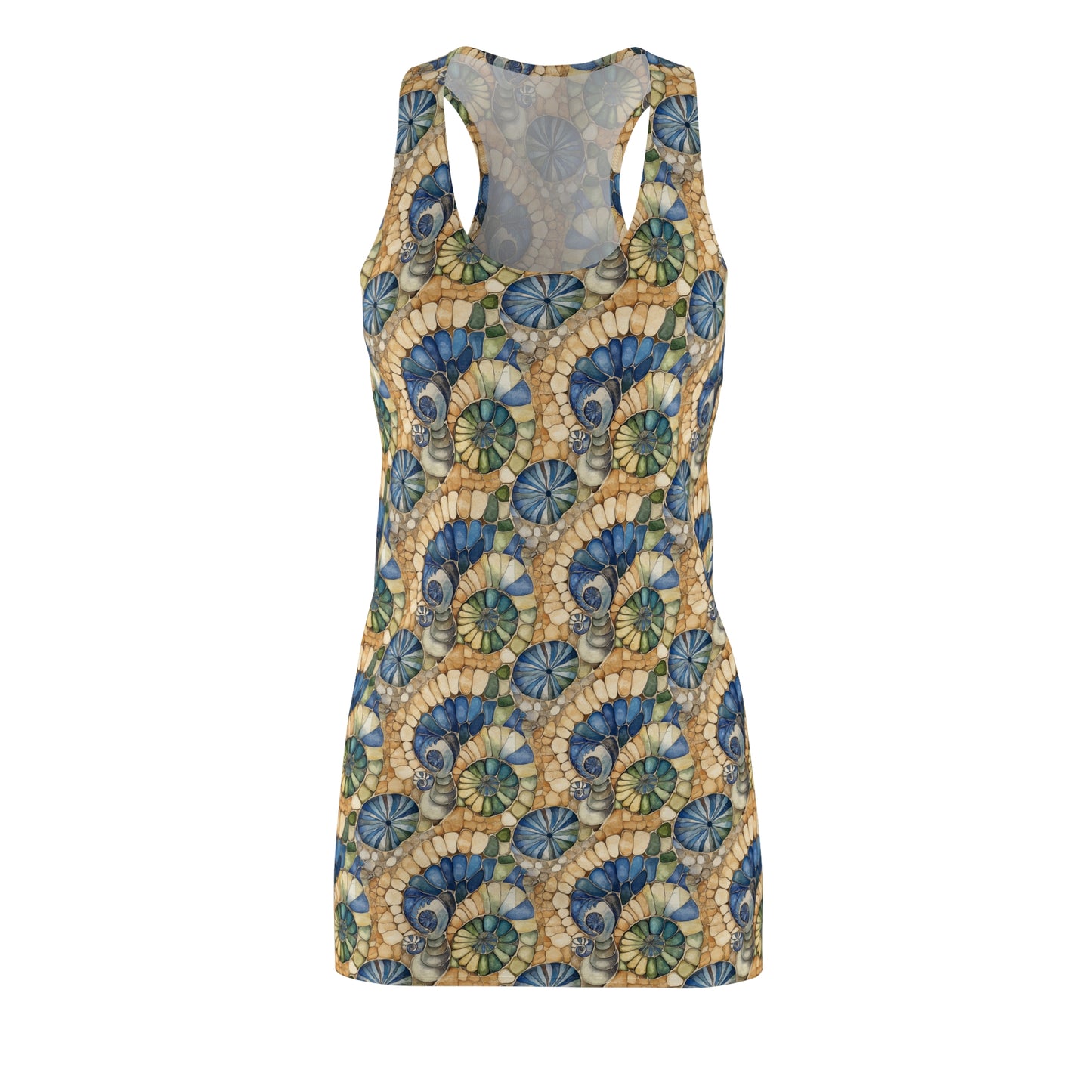 Women's Racerback Dress - With Seashell, Sea Glass and Beach Stones Mosaic