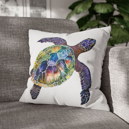 Square Pillow Cover - Ocean-Inspired Sea Turtle for Beach Lovers