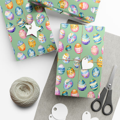 Wrapping Paper - Painted Designs on Colored Eggs for Spring & Easter