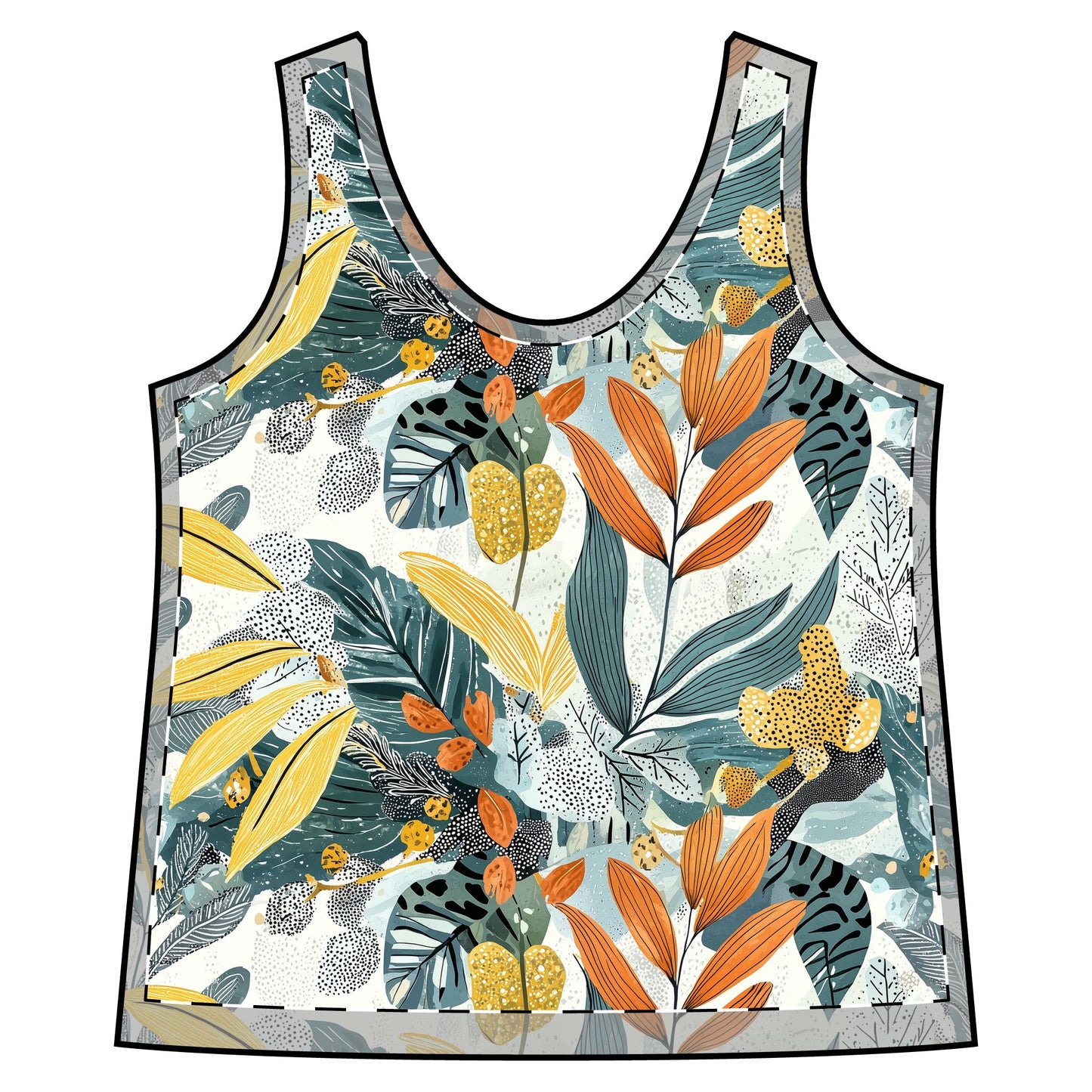 Sporty Racerback Tank - Vibrant Tropical Floral Print for Active Lifestyle