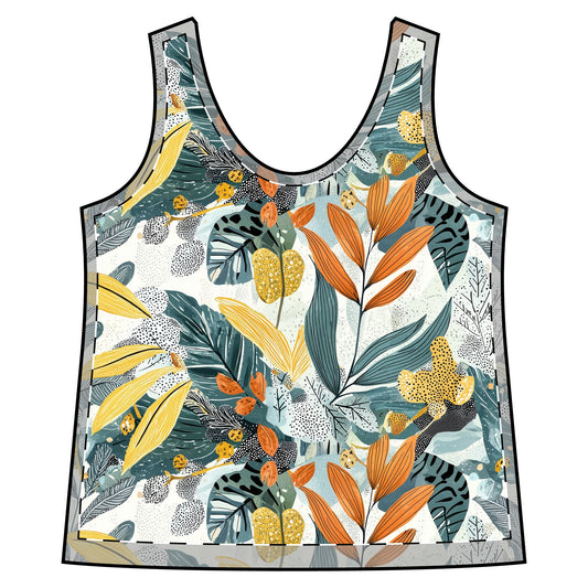 Sporty Racerback Tank - Vibrant Tropical Floral Print for Active Lifestyle