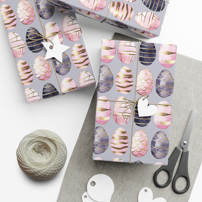 Wrapping Paper - Elegant Sophisticated Easter Eggs in Charcoal, Pink and Black for Spring Celebrations